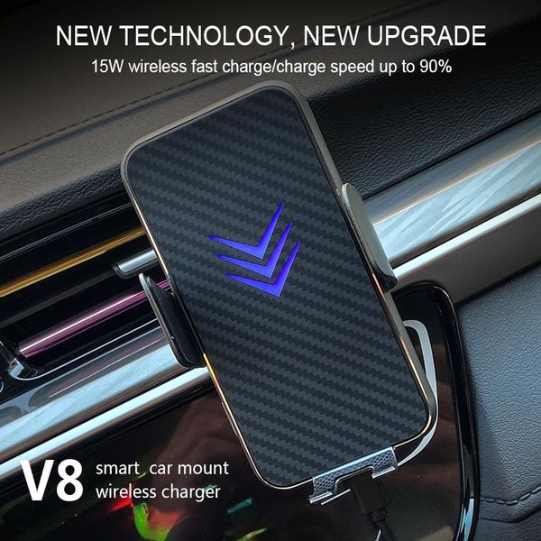 

carbon fiber smart car mount wireless charger 15w fast charging holder aramid auto induction cell phone mounts & holders