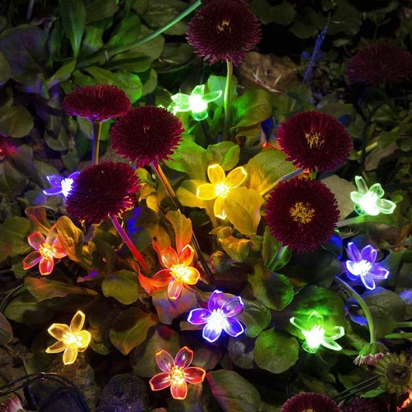 

solar lamps cherry blossom led light outdoor lamp fairy garland string lights waterproof powered christmas decoration garden
