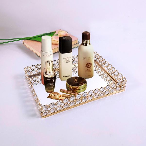 

kitchen storage & organization european metal tray gold square dotted fruit plate ing jewelry display rotary candy decor mirror