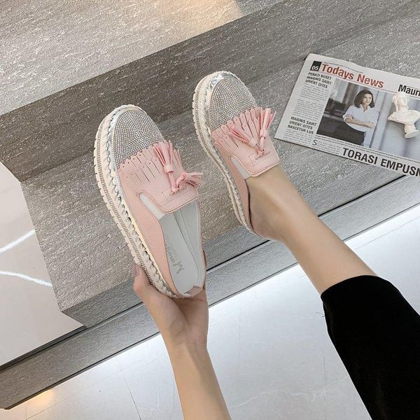 

med fringe slippers soft flat shoes female luxury slides big size jelly flip flops cover toe loafers slipers women comfort, Black