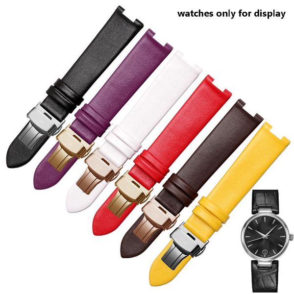 

watch bands 18*9mm concave interface watchband uitrathin genuine leather strap replacement m022 207a female bracelet, Black;brown