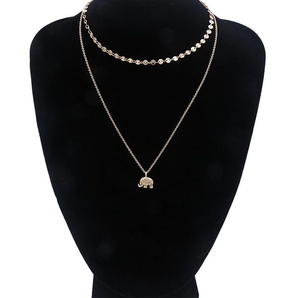 

pendant necklaces trendy jewelry women simple sequins elephant temperament multilayer necklace clavicle chain, Silver