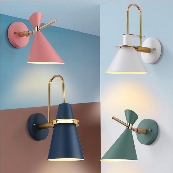 

cool macaron horn led wall lamp bedroom bedside creative study balcony aisle