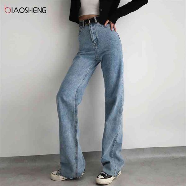 

women's pants mom jeans woman high waist undefined baggy oversize loose wide denim fashion y2k straight trousers 210818, Blue