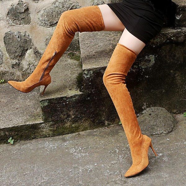 

boots women's shoes stretch high-heeled over the knee were thin and stiletto, Black