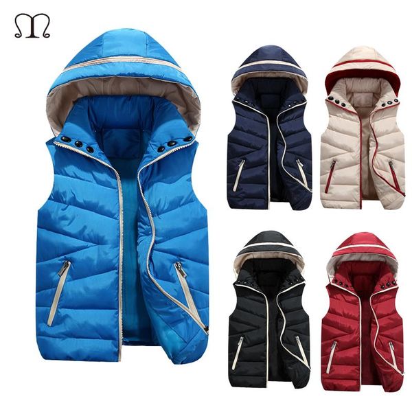

winter vest jacket men hooded sleeveless cotton waistcoat man 2021 fashion warm quilted zipper padded casual mens vests coat men's, Black;white