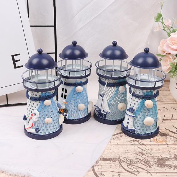 

candle holders mediterranean tower holder lighthouse iron candlestick table holiday wedding party deskdecor metal