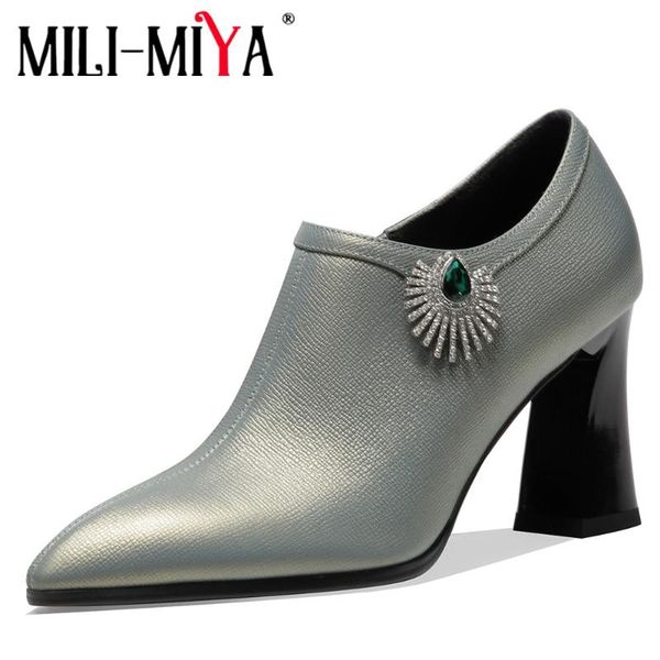 

dress shoes mili-miya deep mouth women casual office lady 2021 spring autumn crystal pumps pointed toe chunky high heels, Black