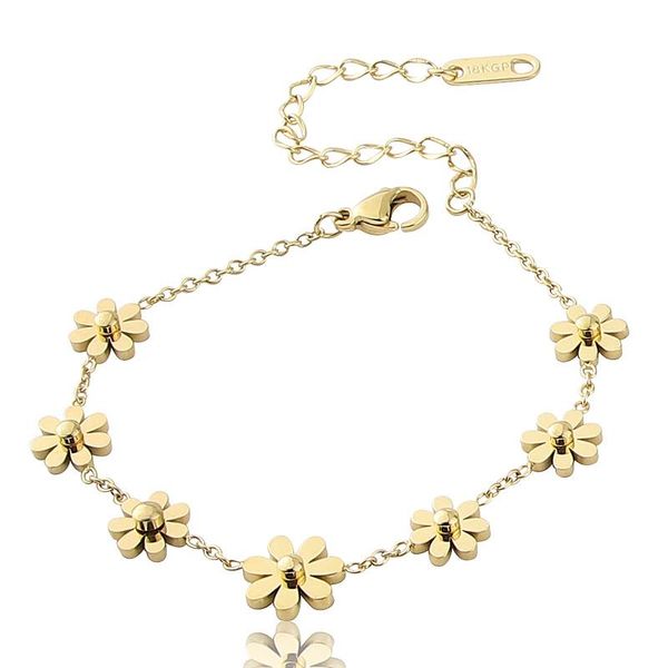 

link, chain fashion stainless steel jewelry plant seven chrysanthemum bracelet,bangle for women's love gift wholesale, Black