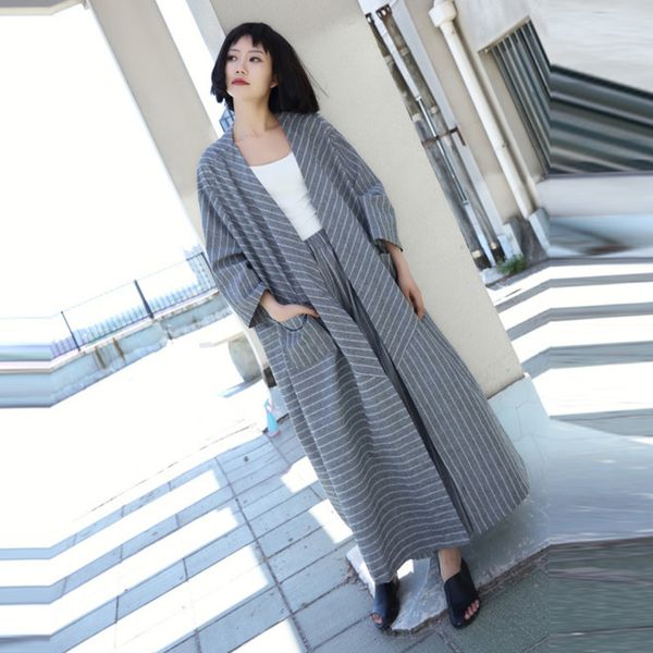 

women's pants & capris [ewq] spring autumn arrivals high waist striped pattern pockets women casual loose wide leg full length ay74902, Black;white