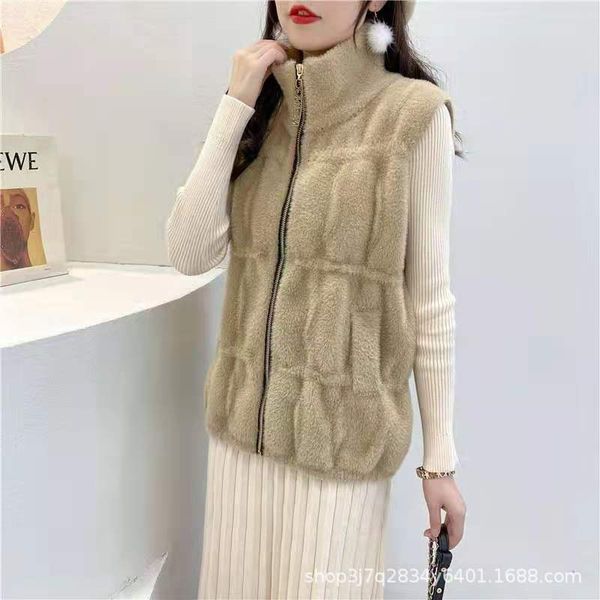 

knitted cardigan sweater vt et mink high neck vt women's spring and autumn women's waistcoat, Black;white