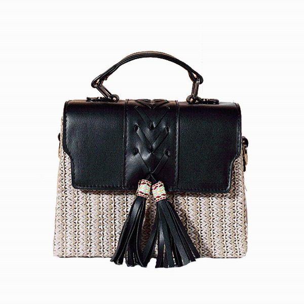 

evening bags 2021 summer square tassel weave pu shoulder bag for women girl lady ins pp straw woven box purses handbags lipstick