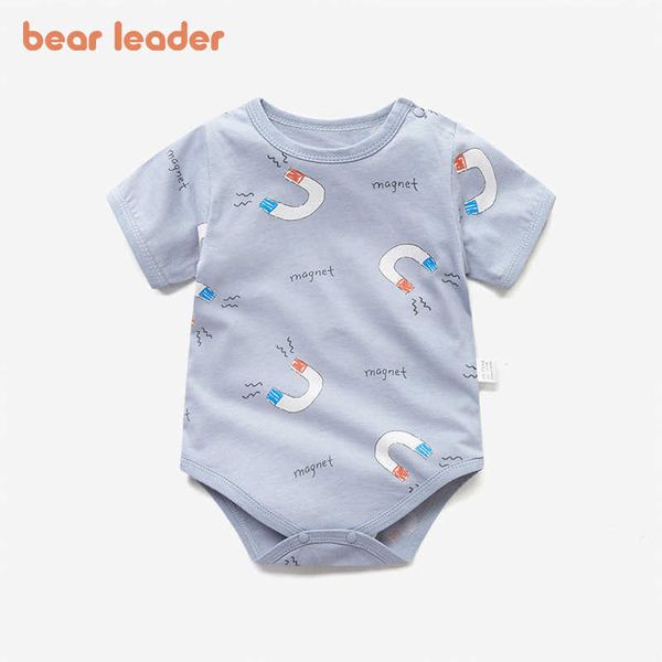 

bear leader born boys girls casual clothes fashion summer cartoon cute print bodysuit infant sweet clothing toddler suit 0-2y 210708, Blue