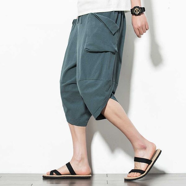 

men's pants summer cotton harem casual hip hop streetwear men trousers drawstring cross bloomers calf-length joggers w0ey 3fjw, Black