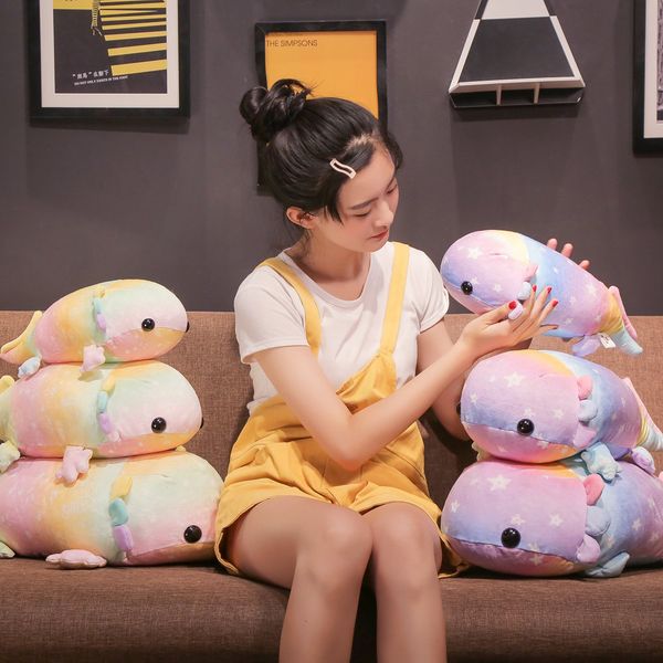 

37/46/58cm down cotton salamander fish hearts stars printing six claws newt aquatic cute dinosaur plush toy boys girls present