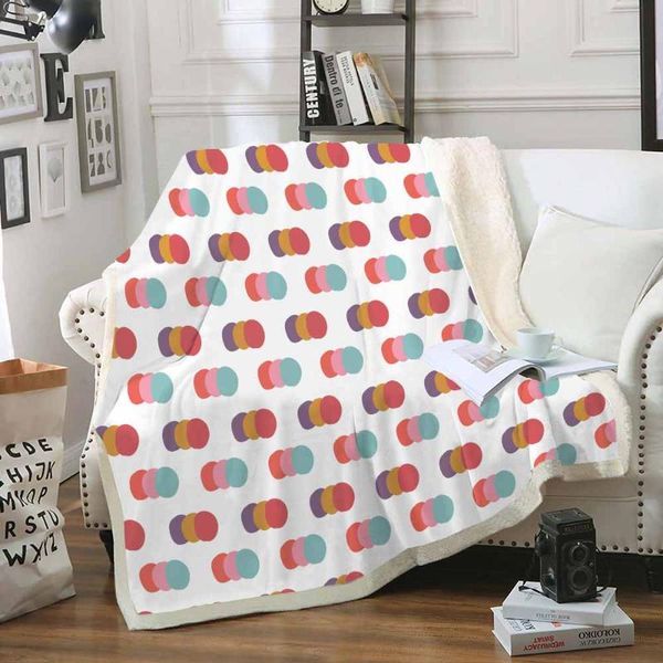 

blankets fashion color wave dot blanket 3d plus pile thickened home sofa soft nap office bedroom