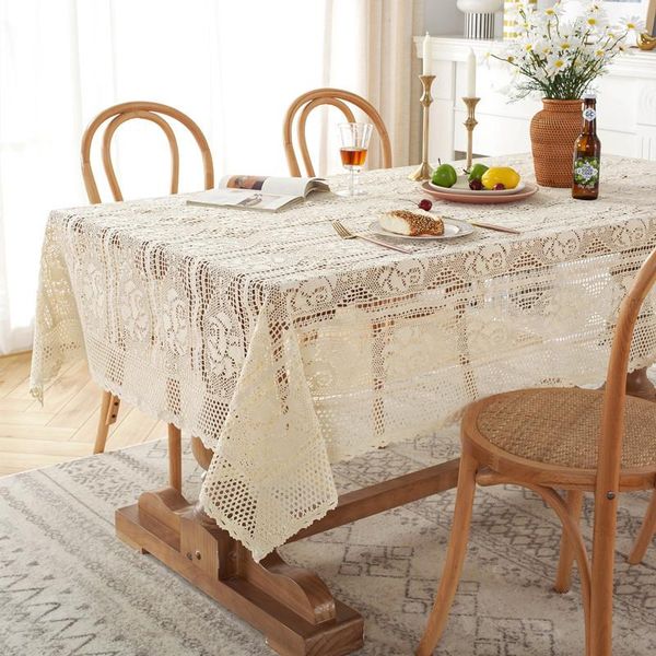 

table cloth french rose garden crochet hollow lace tassel fabric coffee