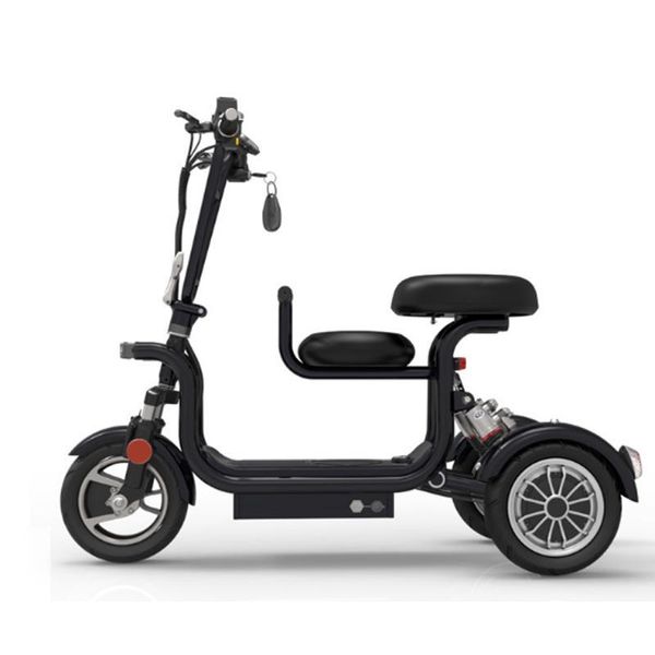 

electric bicycle 10 inch mini parent child tricycle scooter three wheels scooters brushless motor 400w 48v, Silver;blue