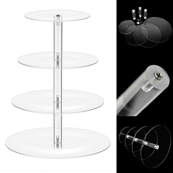 

other bakeware 3/4/5 tiers acrylic wedding cake stand crystal cup display shelfs cupcake holder plate birthday party pvc decoration stands