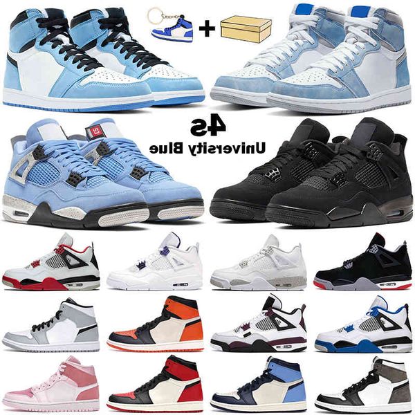 

basketball shoes men women 4s university blue 4 white oreo black cat 1s high og hyper royal dark mocha unc mens sports sneakers