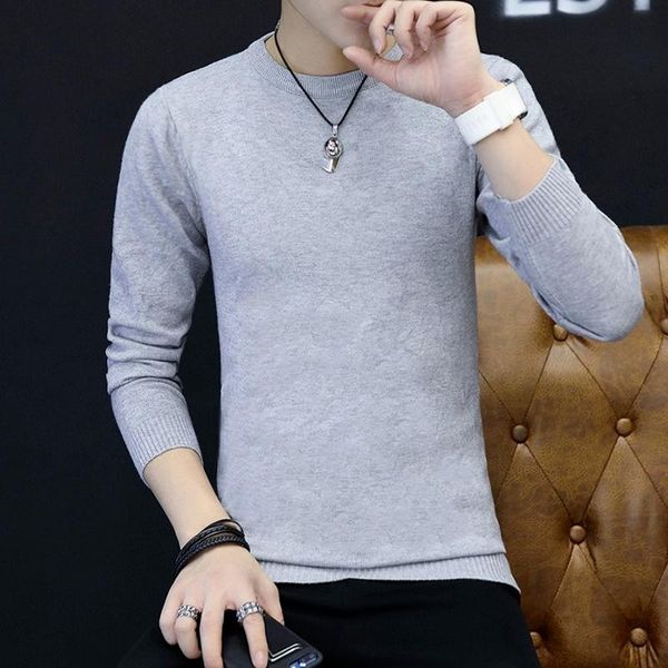 

men's sweaters mens classic simplicity pullover o-neck sweater men solid long sleeves grey black teenagers daily casual, White;black