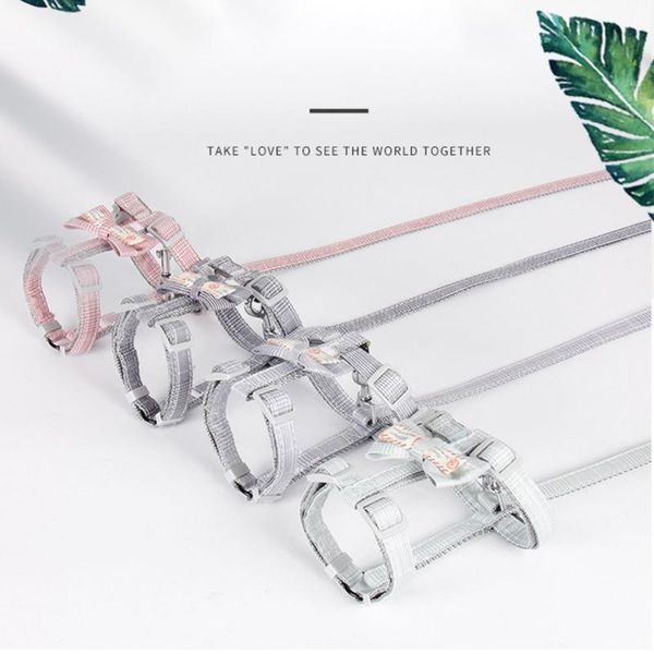 

dog collars & leashes pet anti-strike harness with traction rope puppy cat walking training set durable adjustable