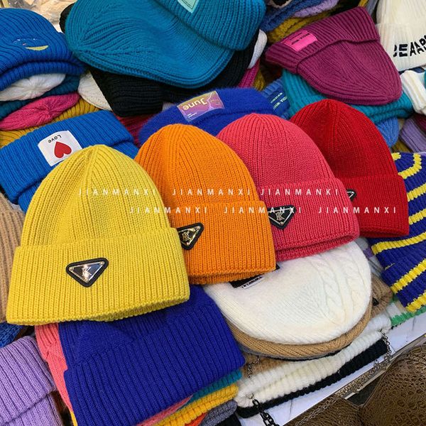

hat kk letter triangle knitted men's and women's multicolor version simple decoration with fashionable wool, Blue;gray