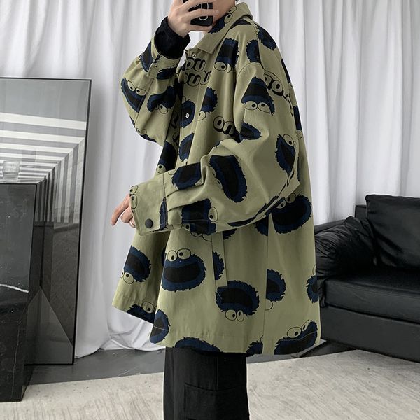 

autumn coat korean version ins ruffian handsome autumn hip hop et men's fashion brand loose leisure, Black;brown