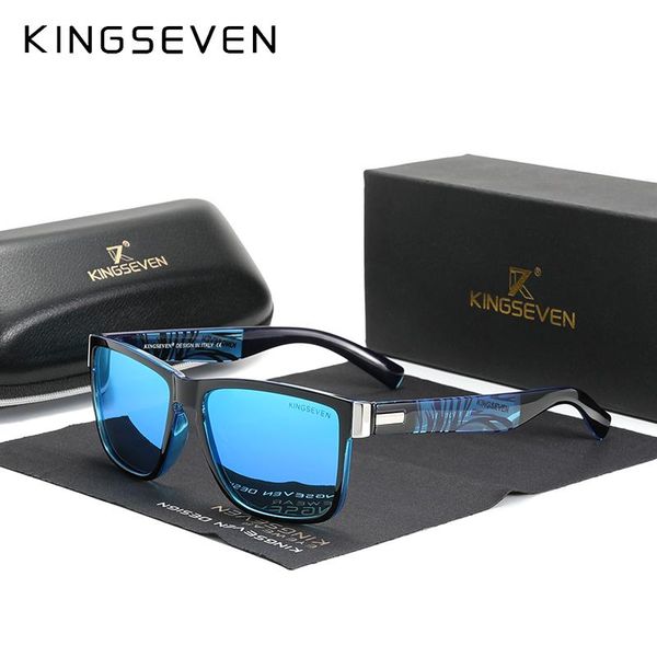 

sunglasses genuine kingseven brand square retro gradient polarized women men carbon fiber pattern design outdoor sports eyewear, White;black