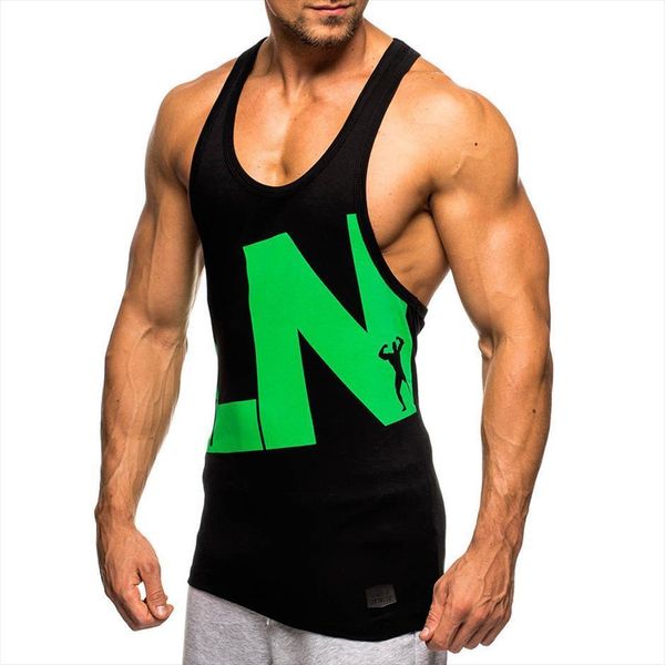 

zogaa mens cartoon vest workout clothing tank men sleeveless vests fitness bodybuilding undershirt gym muscle shirt, White;black