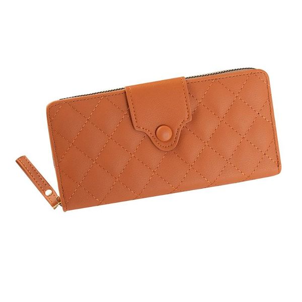 

diamond lattice leather wallet women 8 colors 2021 trend long purse multifunction card holder large capacity carteira feminina wallets, Red;black