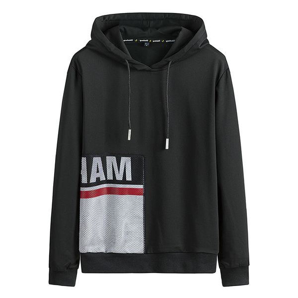 

men's winter autumn long and sve t-shirt sweater large letter printing loose youth round ne hooded sweater men, Black