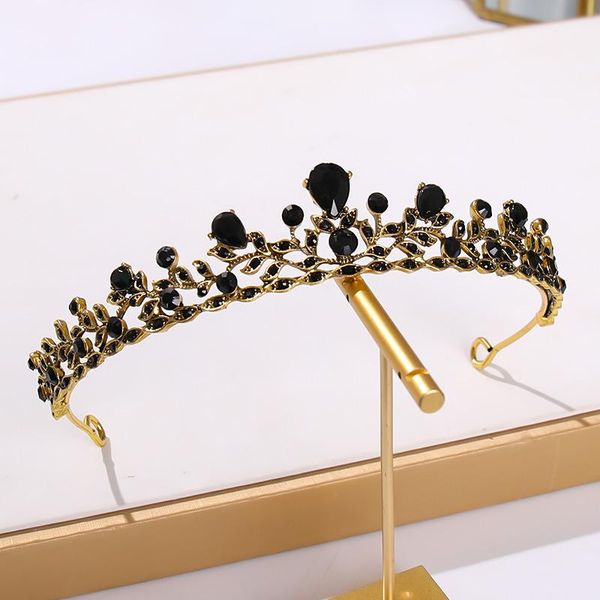 

hair clips & barrettes bride rhinestone crystal black tiara princess crown bridal accessories for women wedding, Golden;silver