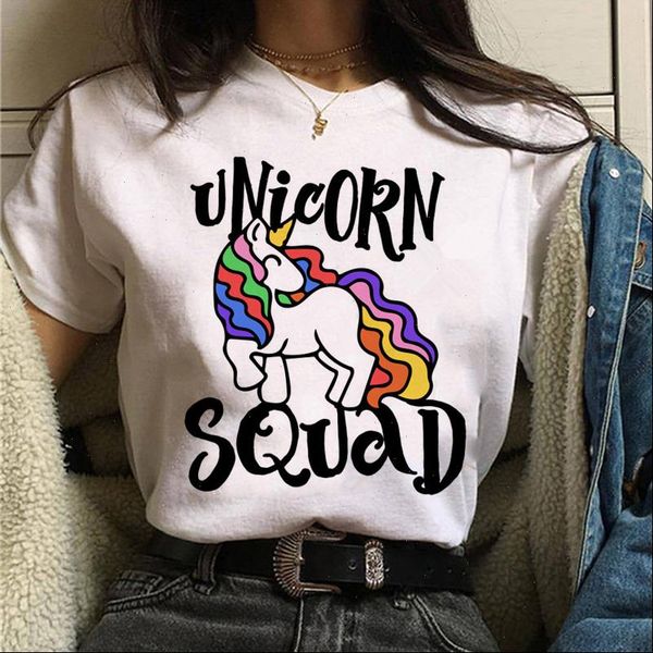 

t shirt women cartoon shirts cute animal unicorn printed summer fashion short sleeve tees o neck, White