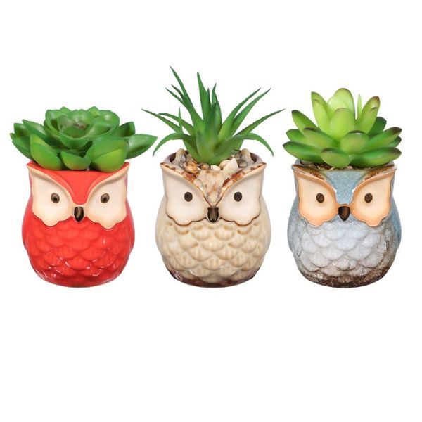 

yardwe 3pcs artificial succulent plant pot simulation green plants creative imitaton potted bonsai decor for home decorative flowers & wreat