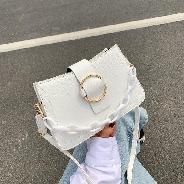 

crocodile pattern shoulder bag for women pu leather crossbody chains messenger luxury small square lady handbag bags
