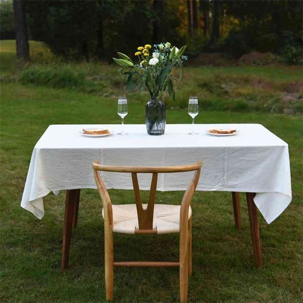 Toalha de mesa branca retangular personalizada 210 cm Capa de mesa de jantar redondo para eventos de casamento Venda ao ar livre 210626