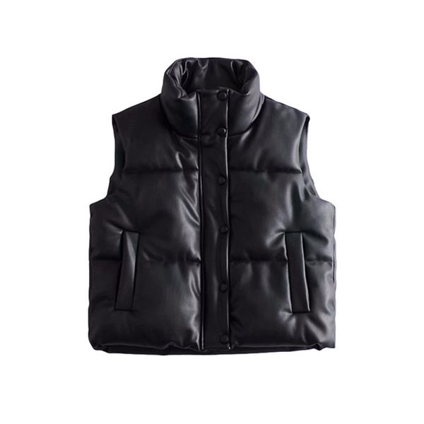 

puwd casual women solid color sleeveless outerwear winter fashion ladies side pocket warm female minimalist vest 210427, Black;white