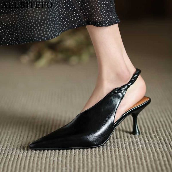 

allbitefo arrive genuine leather high heels party women shoes summer women sandals girls summer sandals high heel shoes 210611, Black