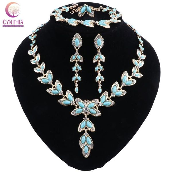 

earrings & necklace cynthia african beads jewelry set exquisite dubai gold-color nigerian women wedding statement brand, Silver