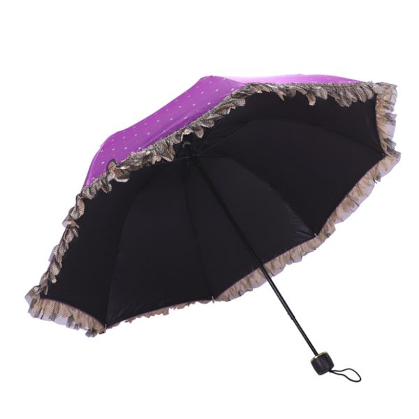 

umbrellas ins cute lady sunny and riany three floding blackcoating umbrella