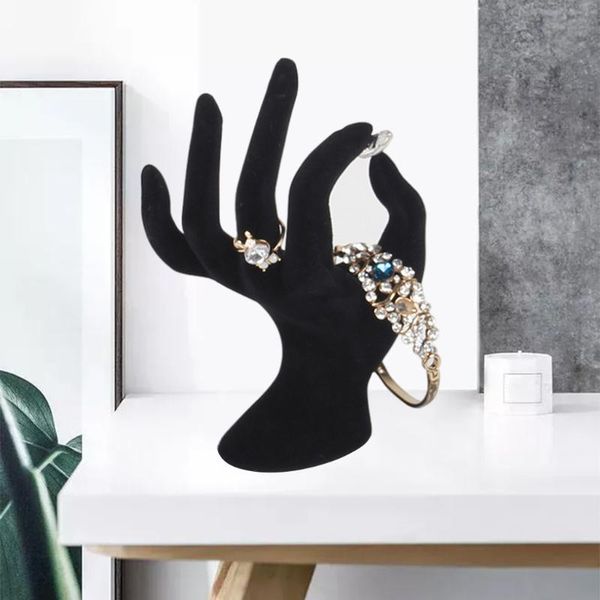 

jewelry pouches, bags female mannequin hand display holder rings watch stand support, Pink;blue