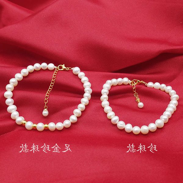 

hand catenary natural freshwater pearl bracelet full of gold, Black