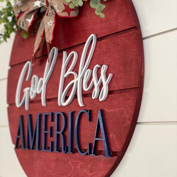 

decorative flowers & wreaths vintage patriotic wreath sign wooden decor independence day 2021 wall door decoration pendant