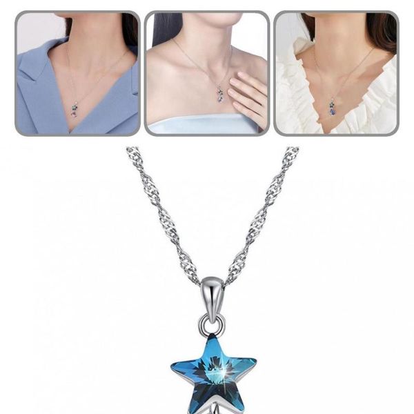 

pendant necklaces women attractive electroplating star necklace jewelry choker square for party, Silver