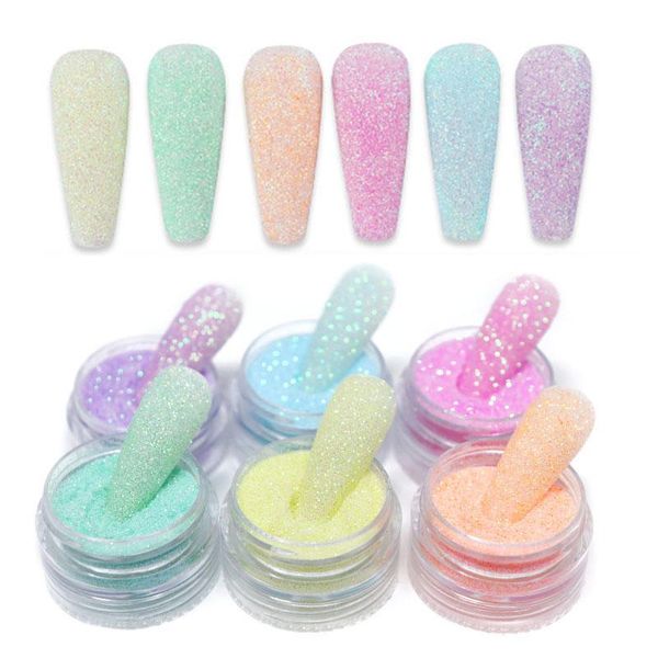 

nail glitter 6 colors set candy sweater effect snow sugar dust manicure dip powder neon pigment decoration, Silver;gold