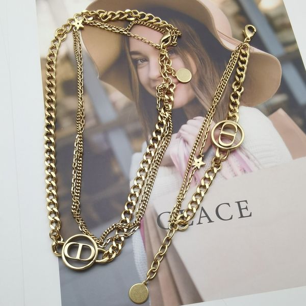 

d / di home letter cd hip hop multilayer bronze necklace bracelet female, Silver
