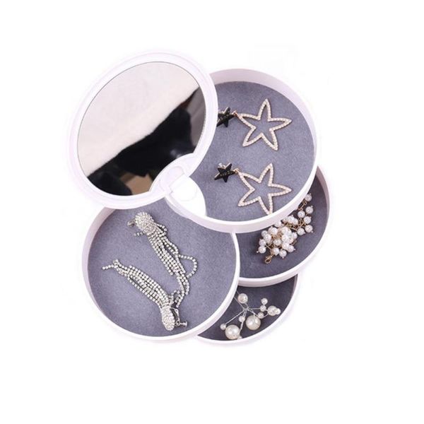 

jewelry pouches, bags 40% 4 layers rotatable mirror rings necklace storage box display organizer, Pink;blue