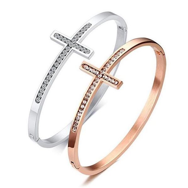 

bangle woman's cross zircon bracelet two-color trend jewelry party elegant accessories, Black