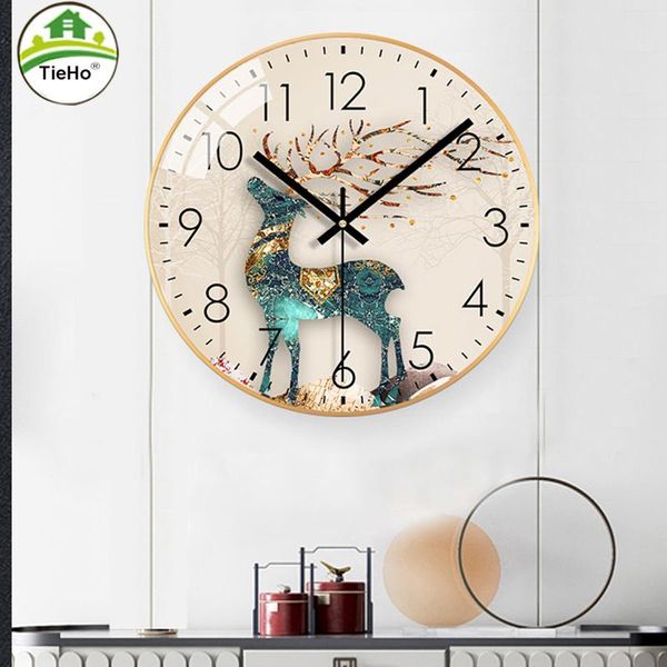 

wall clocks tieho modern design glass silent clock hanging digital 35cm home decoration living room bedroom